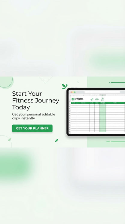 30-Day Fitness Tracker & Workout Planner (Editable Google Sheet) – Gym Progress & Habit Tracker