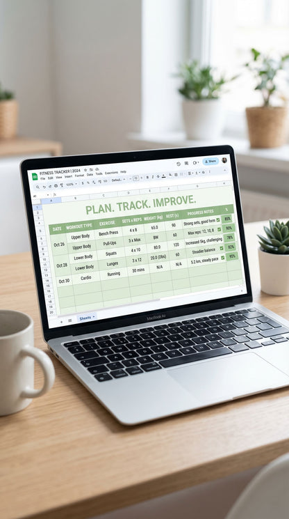 30-Day Fitness Tracker & Workout Planner (Editable Google Sheet) – Gym Progress & Habit Tracker