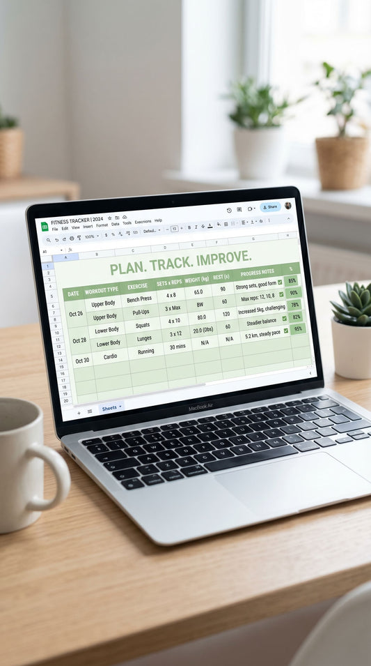 30-Day Fitness Tracker & Workout Planner (Editable Google Sheet) – Gym Progress & Habit Tracker